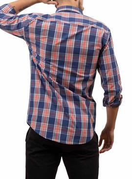 Camisa Klout Madras Azul Marinho para Homem