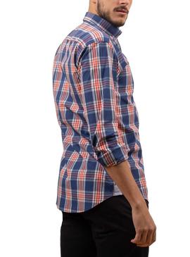 Camisa Klout Madras Azul Marinho para Homem