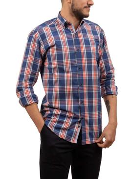 Camisa Klout Madras Azul Marinho para Homem