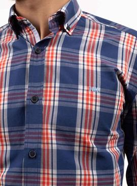 Camisa Klout Madras Azul Marinho para Homem