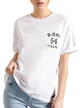 T-Shirt Superdry Military Narrative Branco Mulher