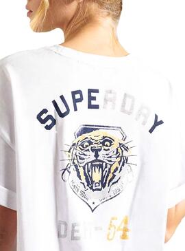 T-Shirt Superdry Military Narrative Branco Mulher