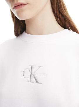 Sweat Calvin Klein Monogram Logo Rosa Mulher