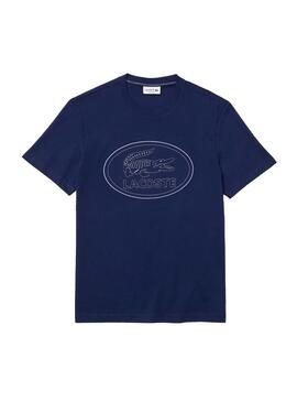 T-Shirt Lacoste Logo Embroidery Azul Marinho para Homem
