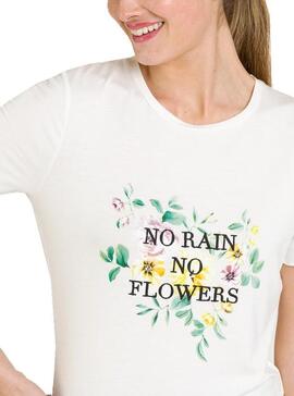 T-Shirt Naf Naf Flowers Branco para Mulher