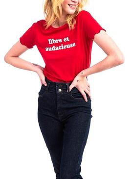 T-Shirt Naf Naf Mensagem Vermelho para Mulher