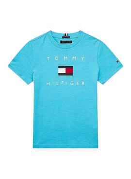 T-Shirt Tommy Hilfiger Logo Azul Claro para Menino