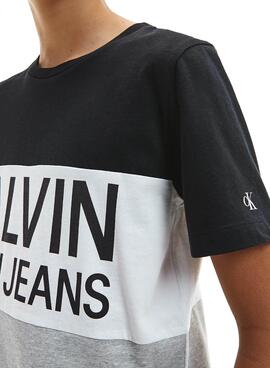 T-Shirt Calvin Klein Color Block Preto para Menino