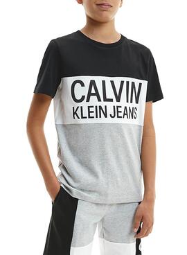 T-Shirt Calvin Klein Color Block Preto para Menino