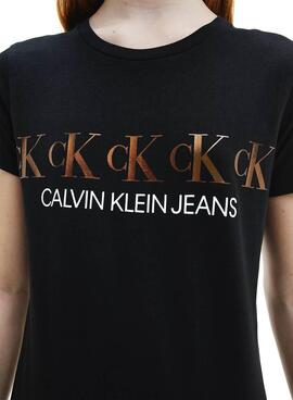 Vestido Calvin Klein Repeat Foil Preto para Menina