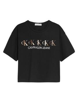 T-Shirt Calvin Klein Repeat Preto para Menina