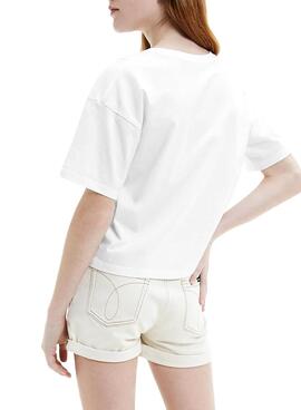 T-Shirt Calvin Klein Repeat Foil Branco para Menina