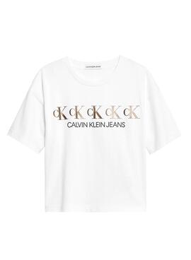 T-Shirt Calvin Klein Repeat Foil Branco para Menina