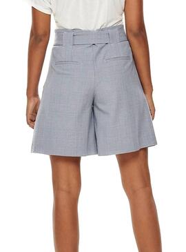 Short Only Raya Check Cinza Mulher