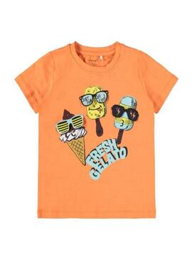 T-Shirt Name It Halvin laranja para Menino