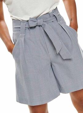 Short Only Raya Check Cinza Mulher