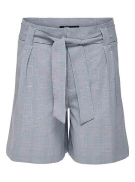 Short Only Raya Check Cinza Mulher