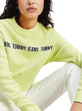 Sweat Tommy Jeans Cropped Verde para Mulher