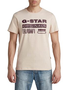 T-Shirt G-Star Originals Bege para Homem
