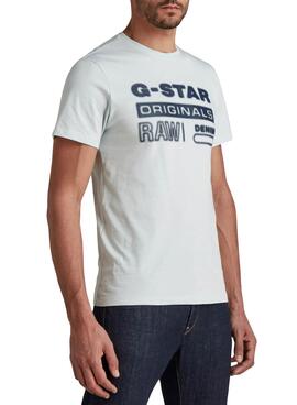 T-Shirt G-Star Originale Azul Claro para Homem