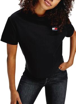 T-Shirt Tommy Jeans Badge Preto para Mulher