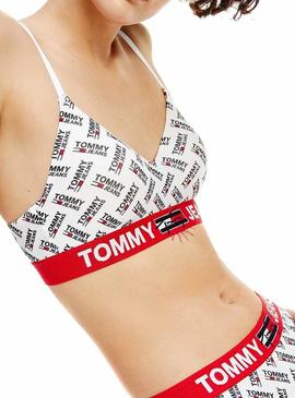 Bralette Tommy Jeans Lift Print Branco para Mulher