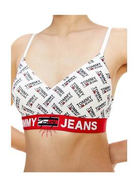 Bralette Tommy Jeans Lift Print Branco para Mulher