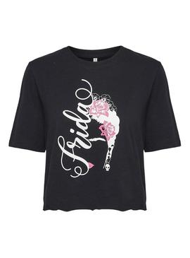 T-Shirt Only Frida Kahlo Life Preto para Mulher