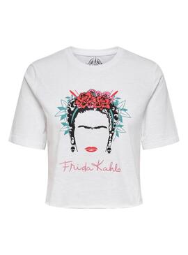T-Shirt Only Frida Kahlo Life Branco para Mulher