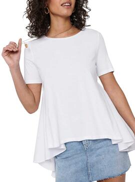 T-Shirt Only Essa Life Long Branco para Mulher