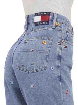 Jeans Tommy Jeans Bordado Azul