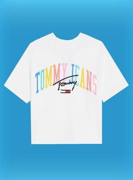 T-Shirt Tommy Jeans Pastel Logo Branco para Mulher