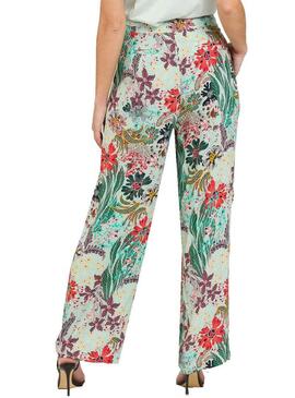 Calças Naf Naf Palazzo Verde para Mulher