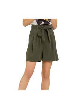 Bermuda Naf Naf Ceinture Verde para Mulher
