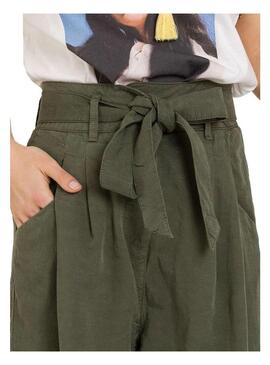 Bermuda Naf Naf Ceinture Verde para Mulher