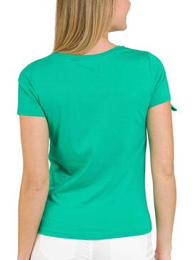 T-Shirt Naf Naf Embroidered Verde para Mulher