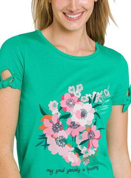 T-Shirt Naf Naf Embroidered Verde para Mulher