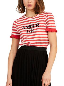 T-Shirt Naf Naf Amour Fou Vermelho para Mulher