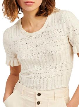T-Shirt Naf Naf Knitted Branco para Mulher