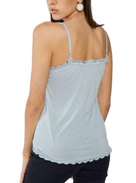 T-Shirt Naf Naf Crochet Azul para Mulher