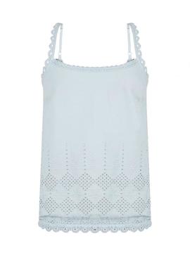 T-Shirt Naf Naf Crochet Azul para Mulher