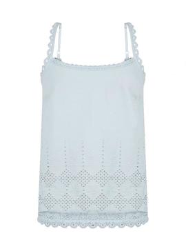 T-Shirt Naf Naf Crochet Azul para Mulher