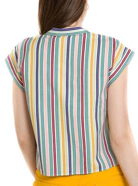 T-Shirt Naf Naf Listras Multicolor para Mulher