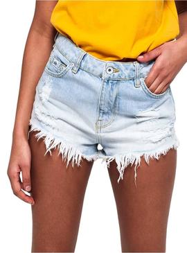 Short Superdry Eliza Light Denim Mulher