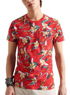 T-Shirt Superdry Aop Pocket Vermelho para Homem